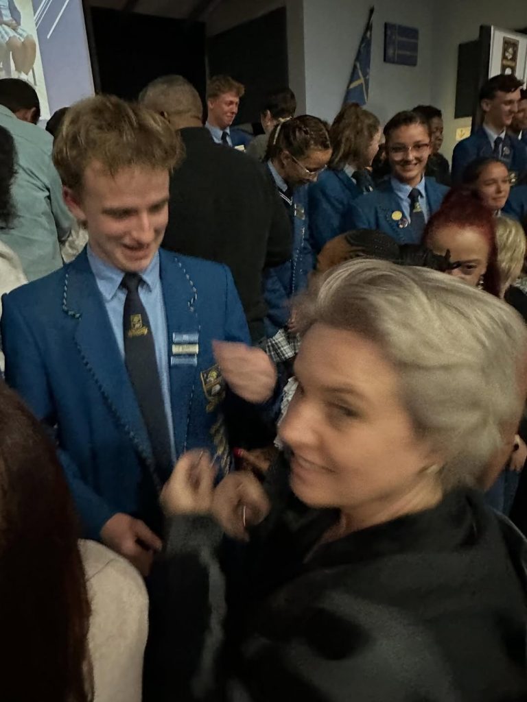 Karen Zoid with her son Ben Francis at the Top Achievers Ceremony alongside other top-performing learners. Picture: Instagram@KarenZoid