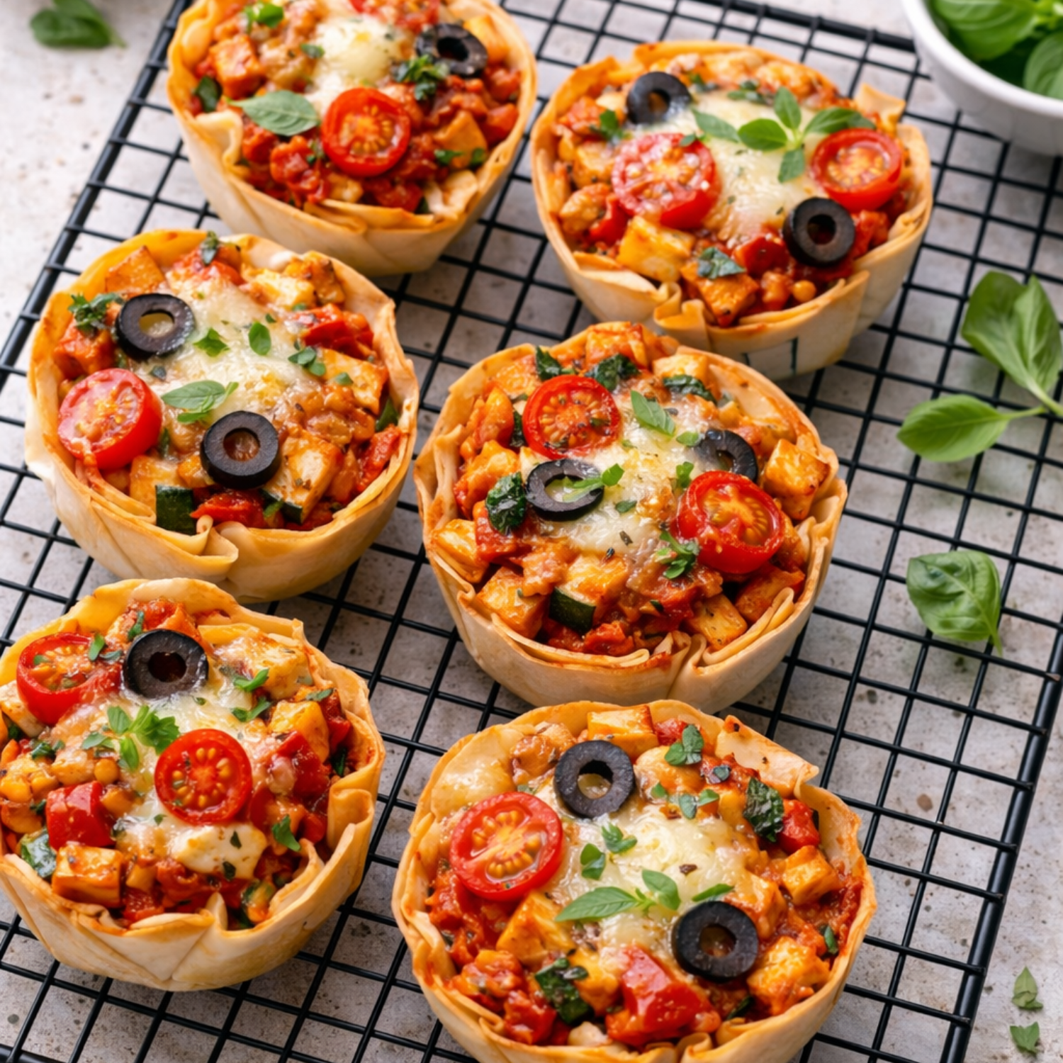 Cheesy Chicken & Veggie Pizza Cups