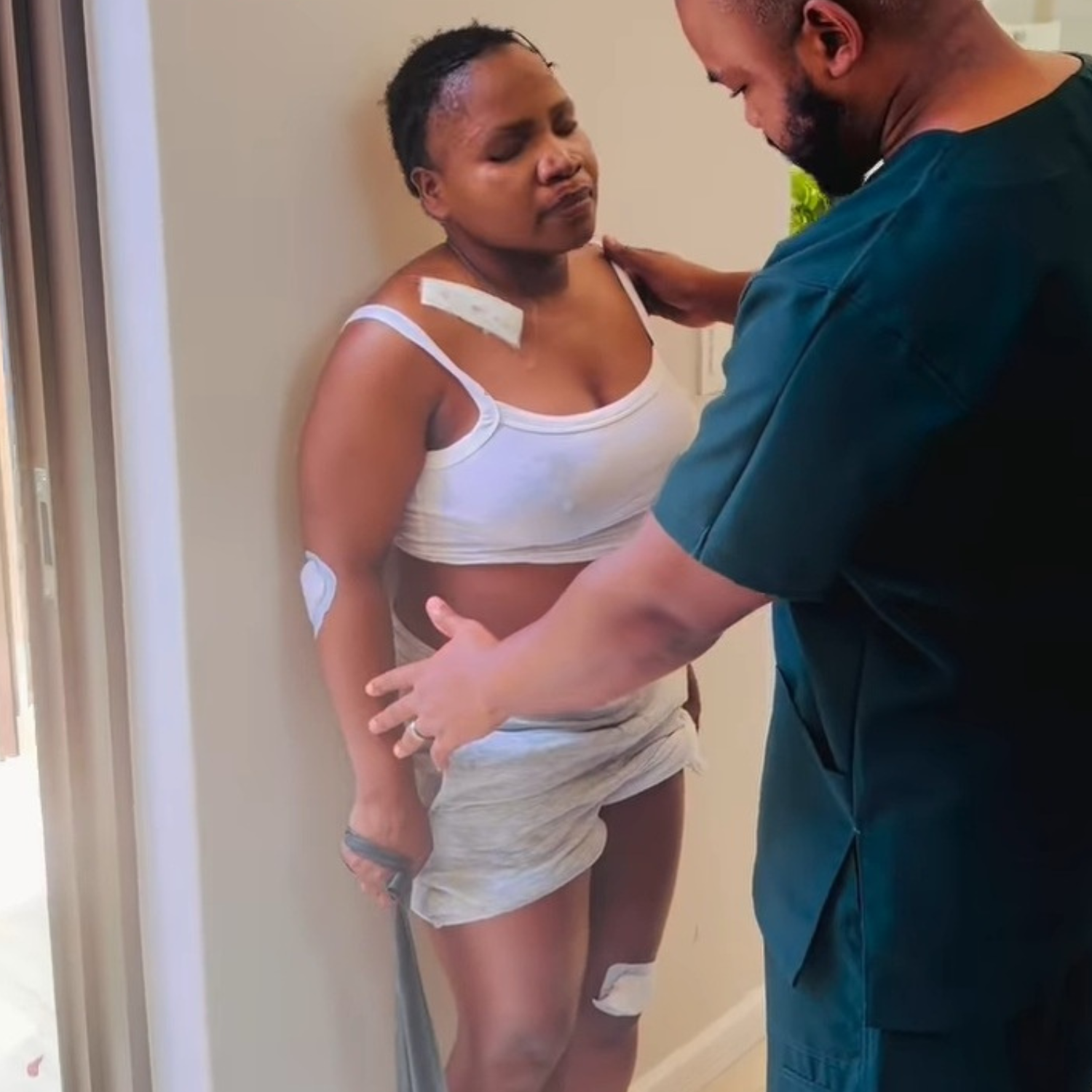 Musician Makhadzi with her physiotherapist