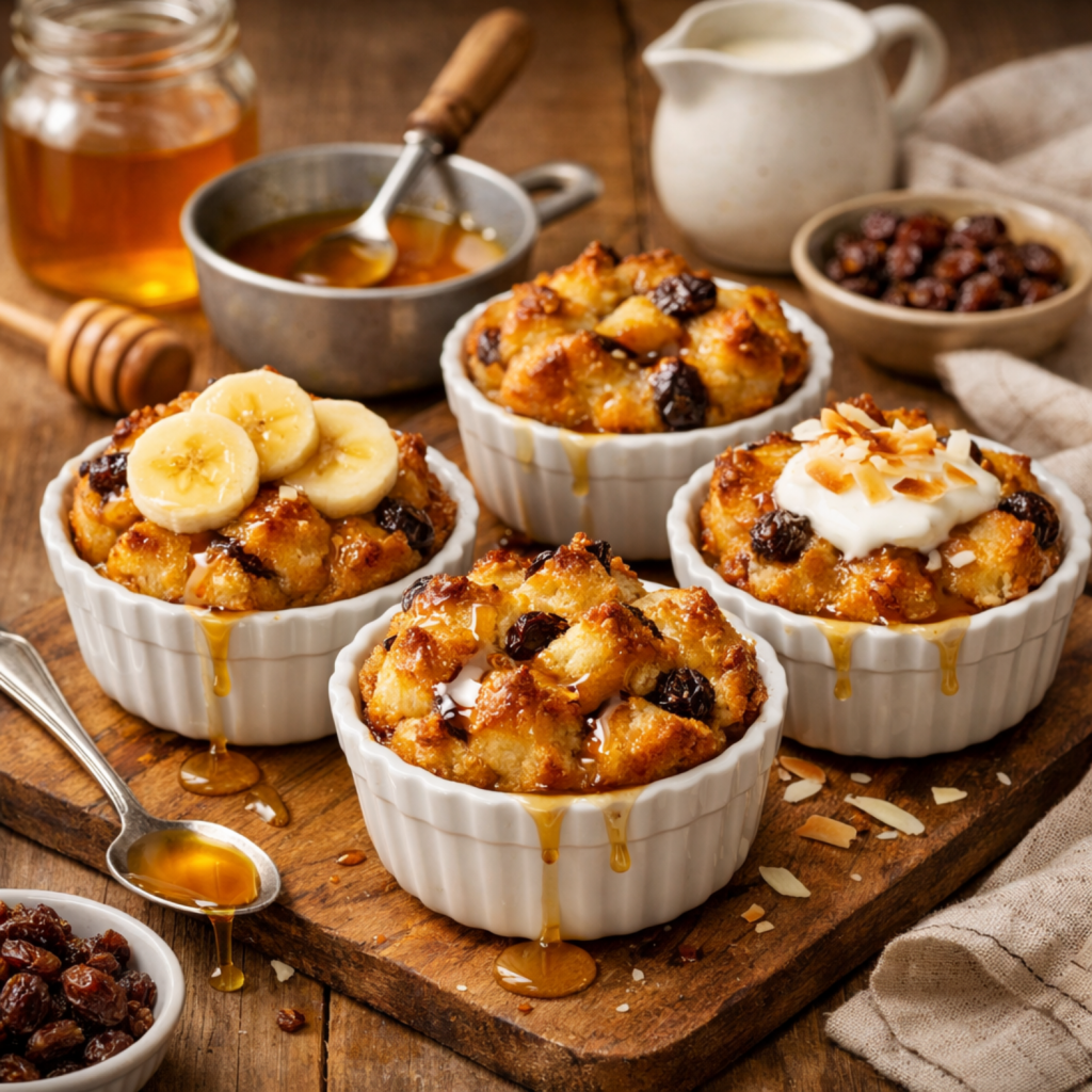 Honey Vanilla Bread Pudding Cups