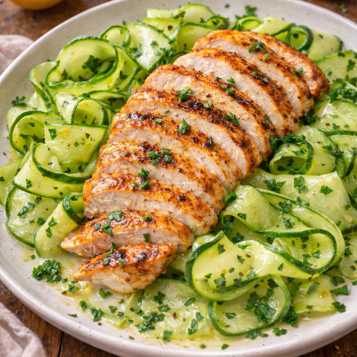 Today’s Tasty Pick: Lemon Garlic Chicken & Cucumber Ribbon Salad