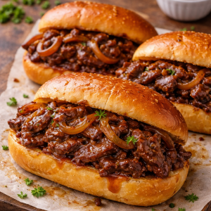 Today’s Tasty Pick: Sticky BBQ Beef & Onion Loaded Buns