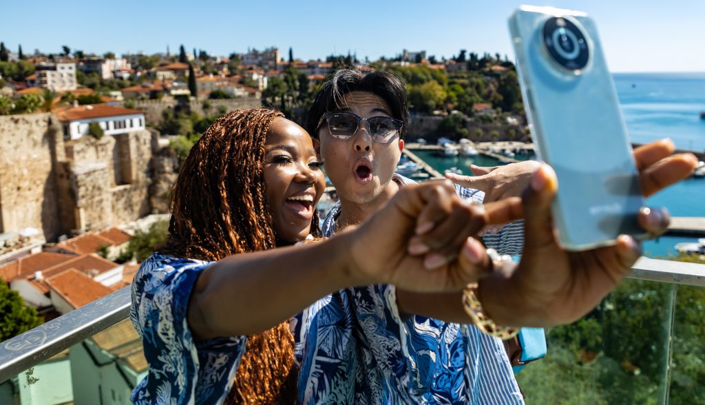 Zanele Potelwa and Chad Jones snapped a selfie while soaking up the sights in Turkey. Picture: Supplied