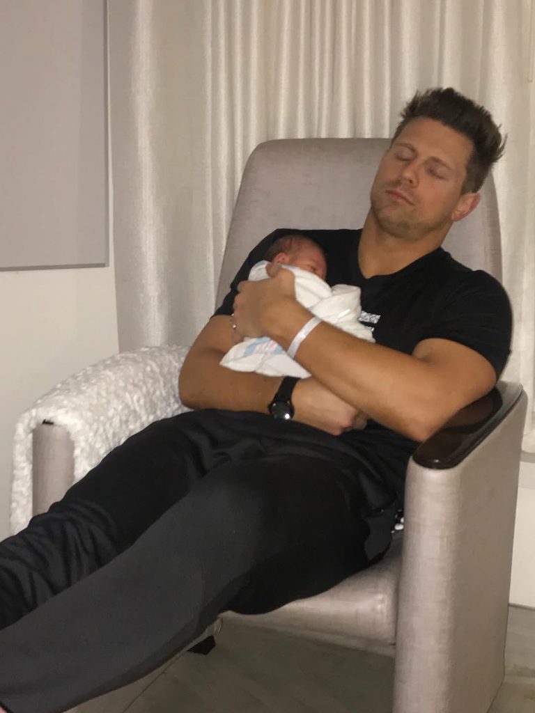A throwback of The Miz holding little Monroe as a newborn. Picture: Instagram@Mikethemiz