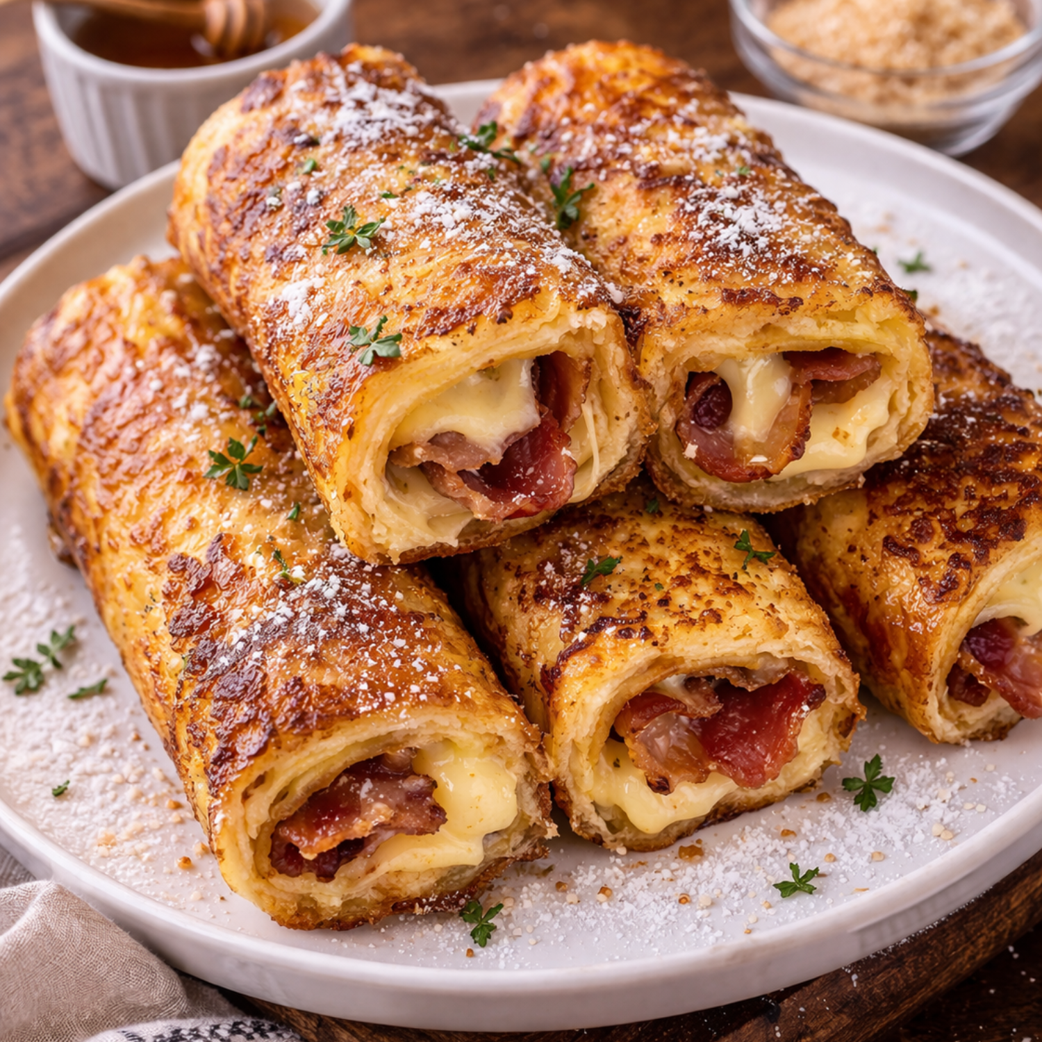 Cheesy Stuffed French Toast Rolls