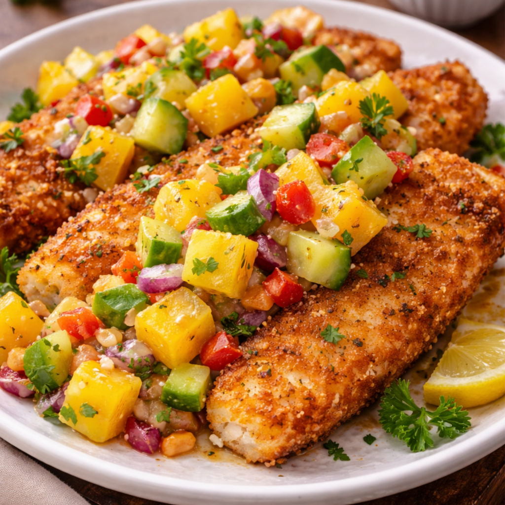 Crispy Fish with Zesty Mango Salsa