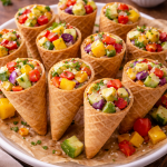Easter Monday Rainbow Veggie & Cheese Mini Cones