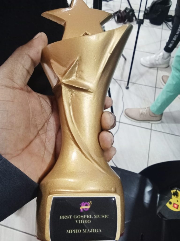 The award Mpho received for Best Gospel Music Video. Picture: Supplied