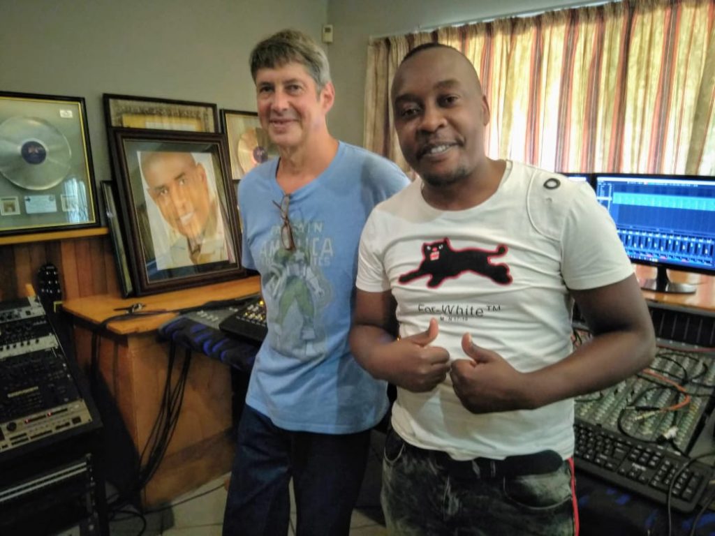 Mpho at Dalom Music Studio with legendary engineer Dave Segal. Picture: Supplied