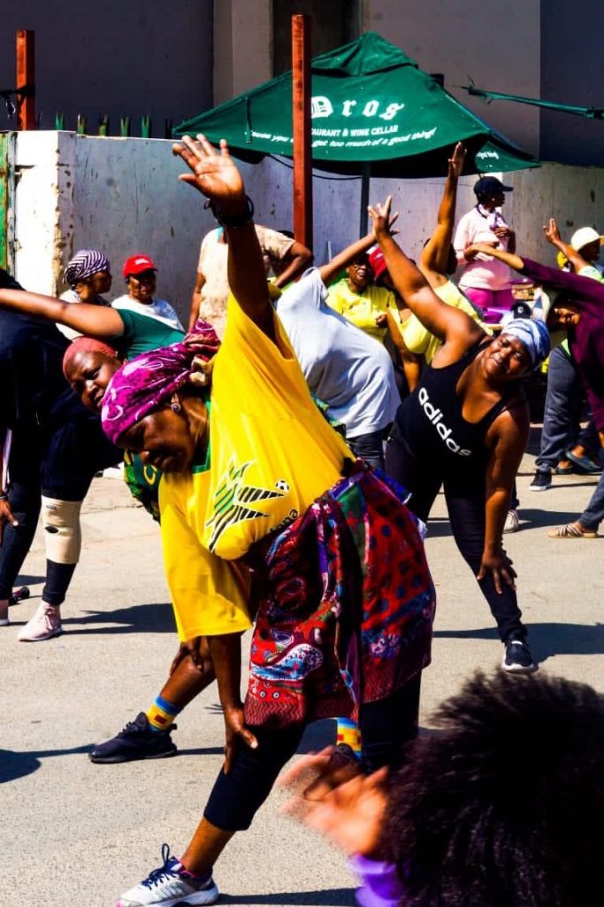 A mix of younger and older women enjoying a group exercise session at one of the “I Never Played As A Child” events. Picture: Supplied