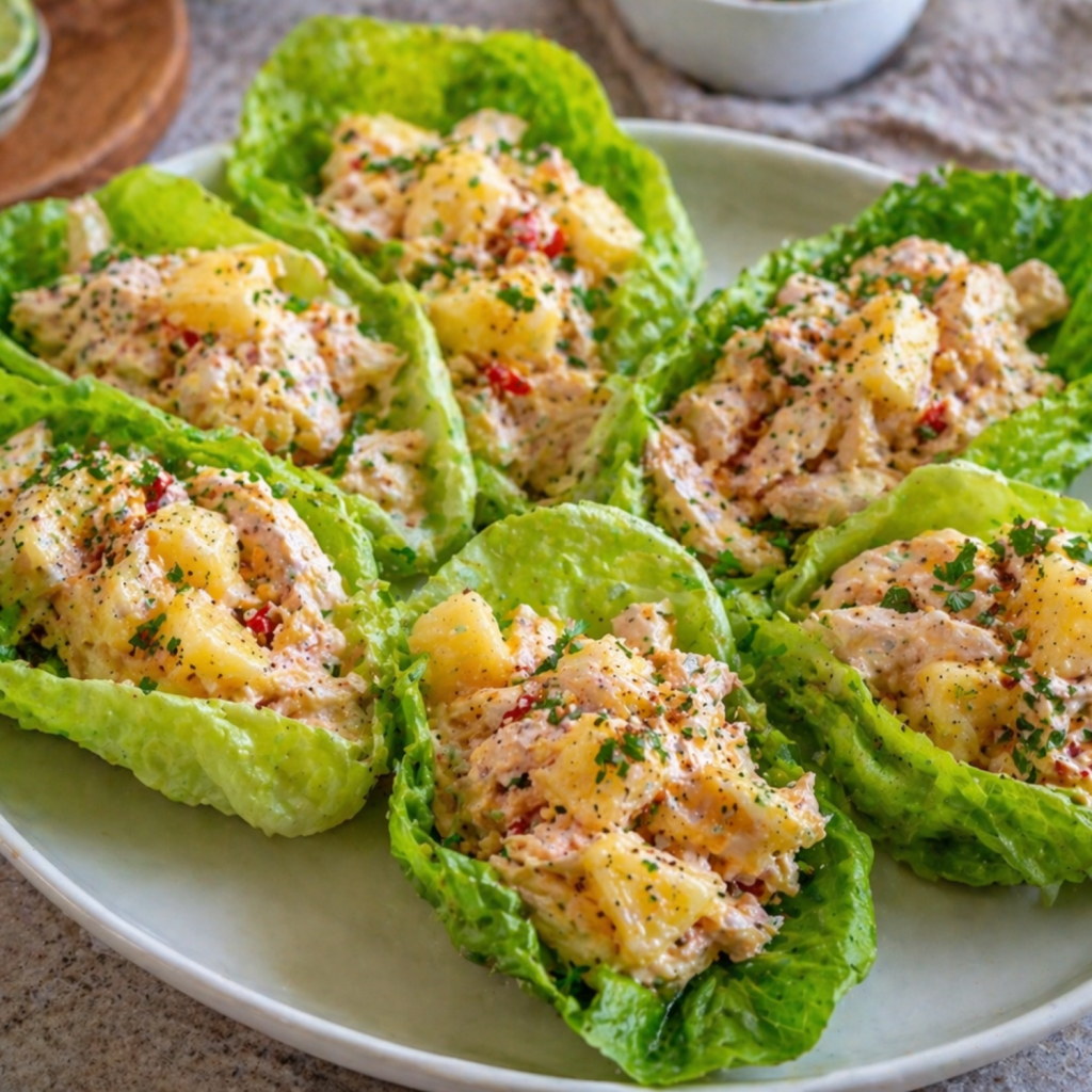 Sweet Pineapple Chicken Lettuce Boats
