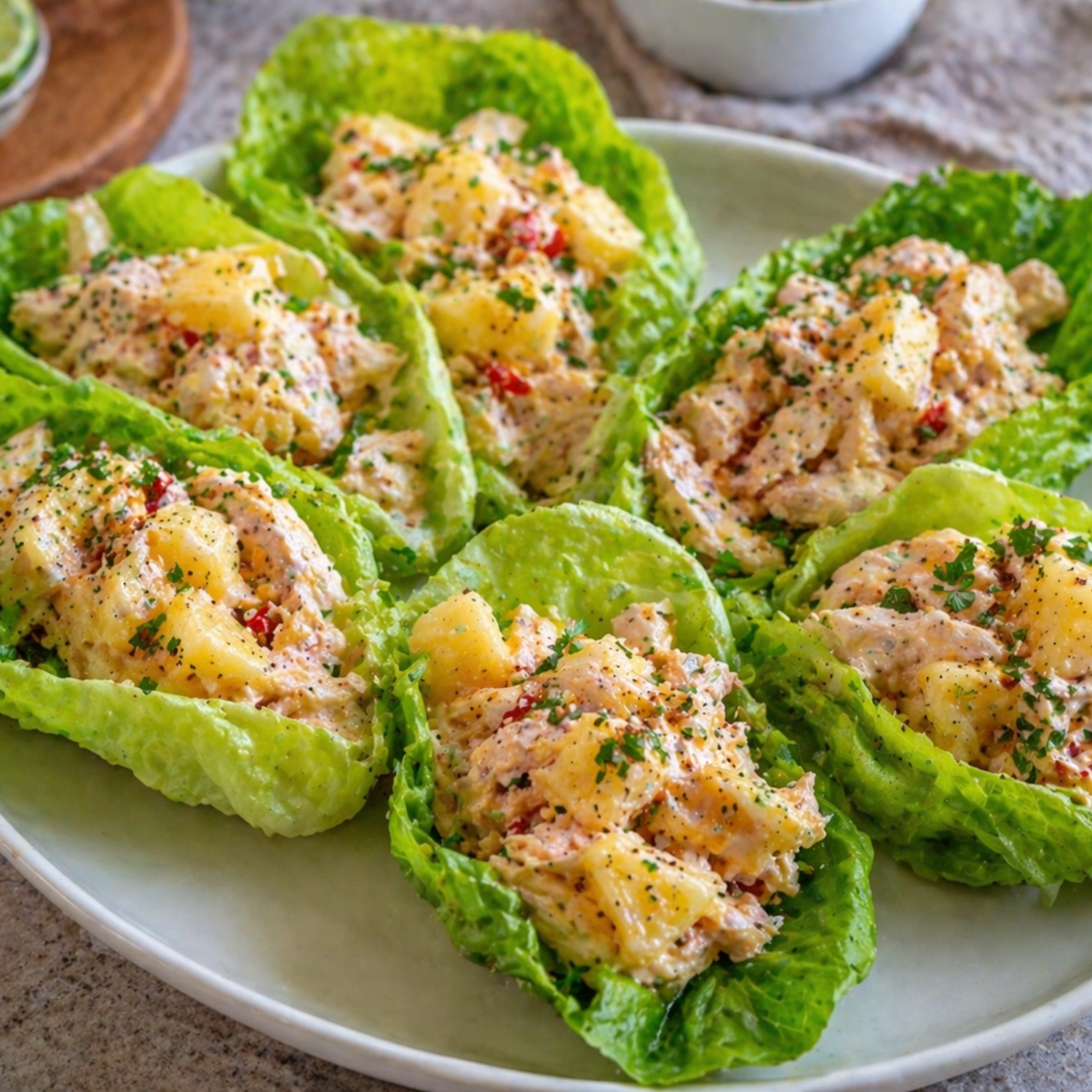 Sweet Pineapple Chicken Lettuce Boats