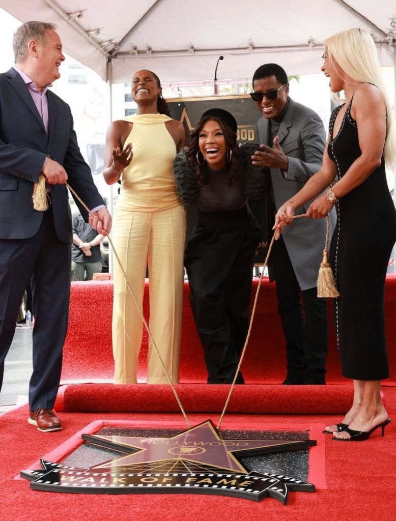 Shock and joy on Brandy’s face as her Hollywood star was revealed. Picture: Instagram@Babyface