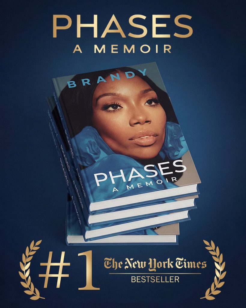 Brandy’s 'PHASES' dominates the charts, earning the coveted #1 spot on the New York Times Bestseller list. Picture: Instagram@Brandy