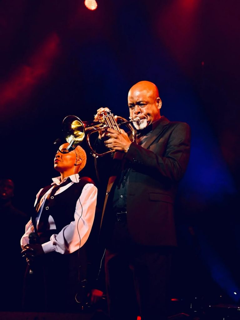 Musical director and conductor Sydney Mavundla playing his instrument during the performance. Picture: Joburg Theatre