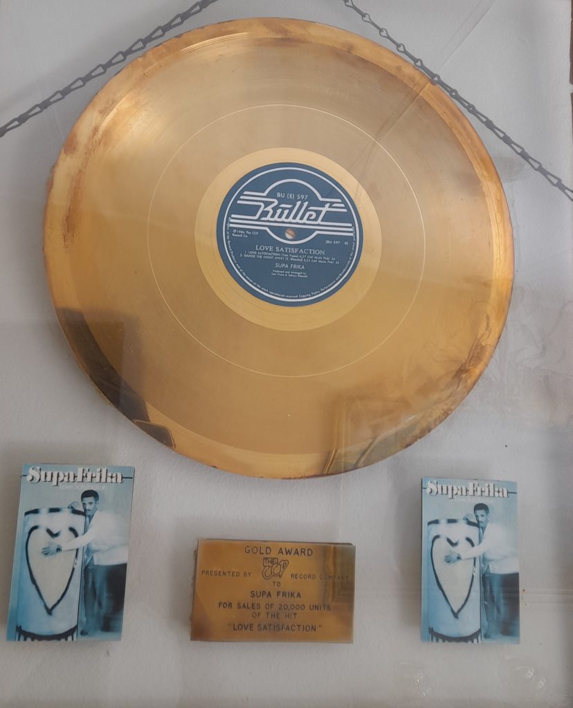 SupaFrika received a Gold Certification Plaque for outstanding sales of 20,000 copies for his hit song "Love Satisfaction". Picture: Author's Own
