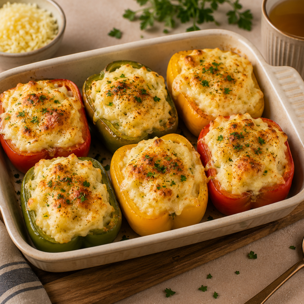 Creamy Potato & Cheese Stuffed Peppers