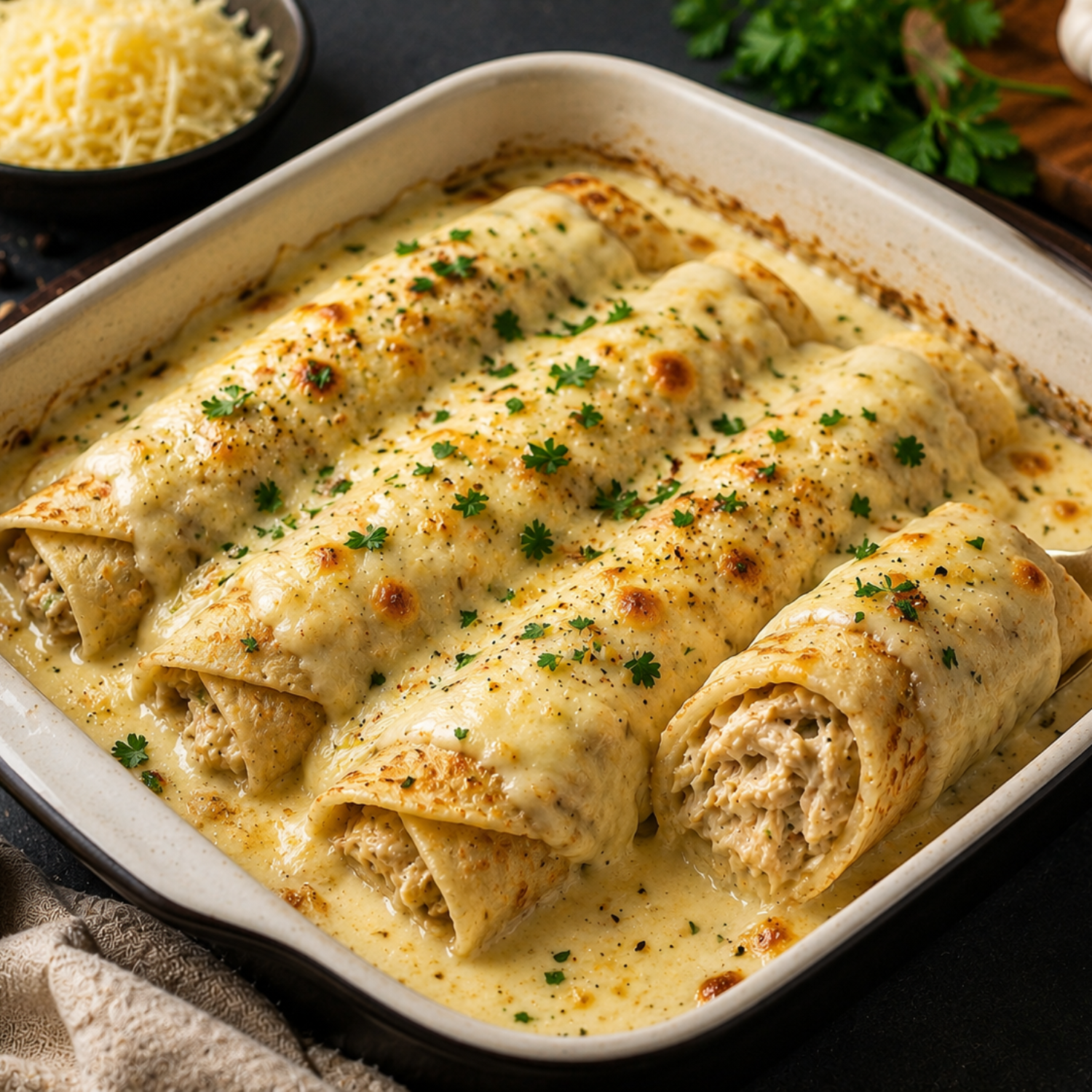 Today’s Tasty Pick: Garlic Chicken Crêpe Rolls
