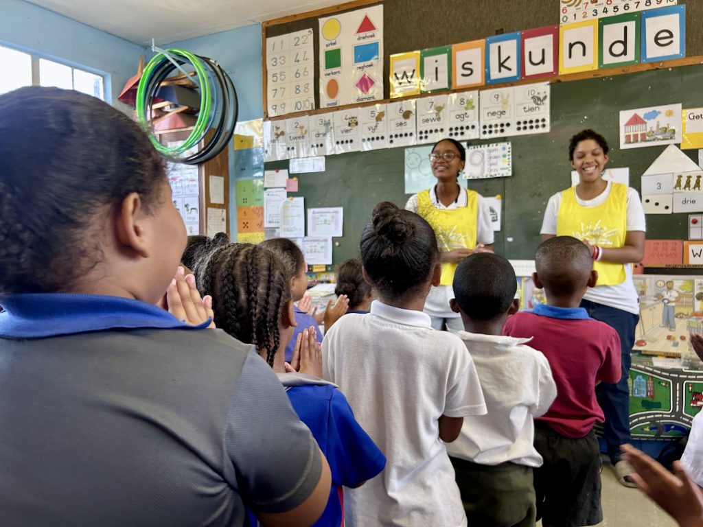The Nal’ibali team engaging with learners in the classroom. Picture: Nal'ibali