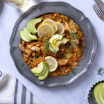 Creamy Orzo with Chicken, Avo and Lemon