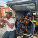 Thulani "Fosta" Headman with director Eldon van Aswegen behind the scenes of the documentary FOSTA.