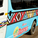 A taxi transformed with Tropika’s bold new campaign design.