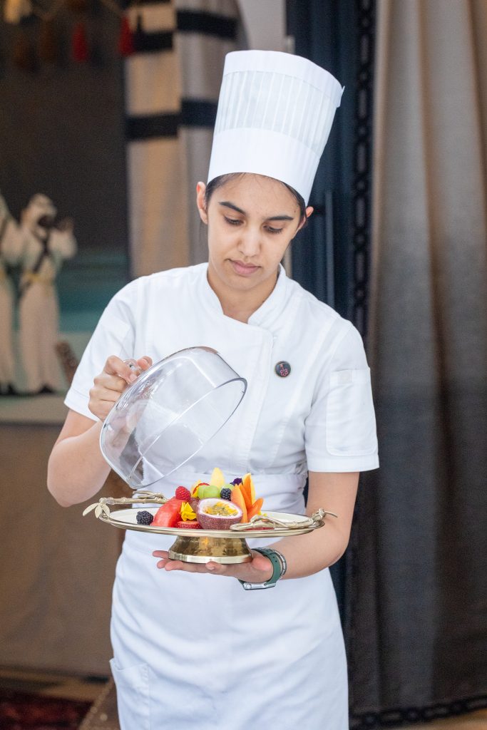 Chef Isra Hoosen showcases her Najd-inspired culinary creation. Picture: Supplied