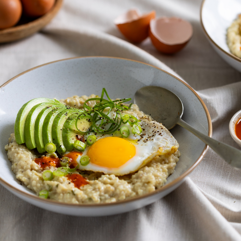 Savoury Oats with Fried Eggs