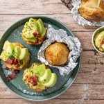 Baked Potatoes with Whipped Bacon Avo Sauce