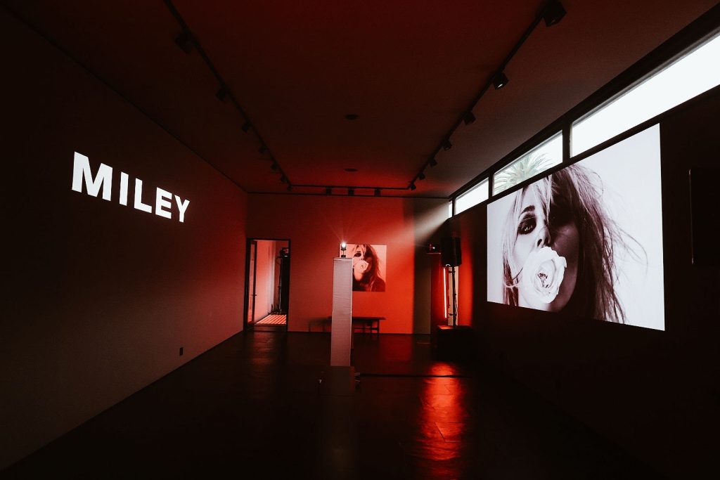 A projection of Miley sets the scene for the Johannesburg listening experience of ‘Bass Persuades’. Picture: Supplied