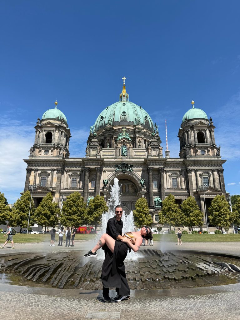 Rob Forbes and Leah Jazz outside the Berliner Dom. Picture: Supplied