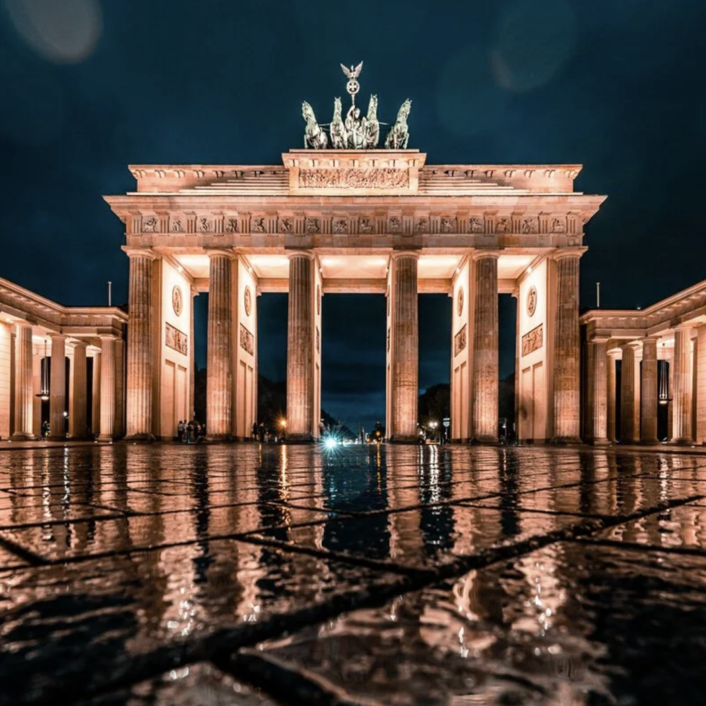 The Brandenburg Gate at night in Berlin. Picture: Supplied 