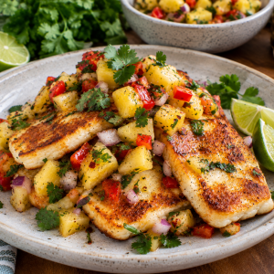 Today’s Tasty Pick: Honey-Lime Halloumi with Pineapple Salsa