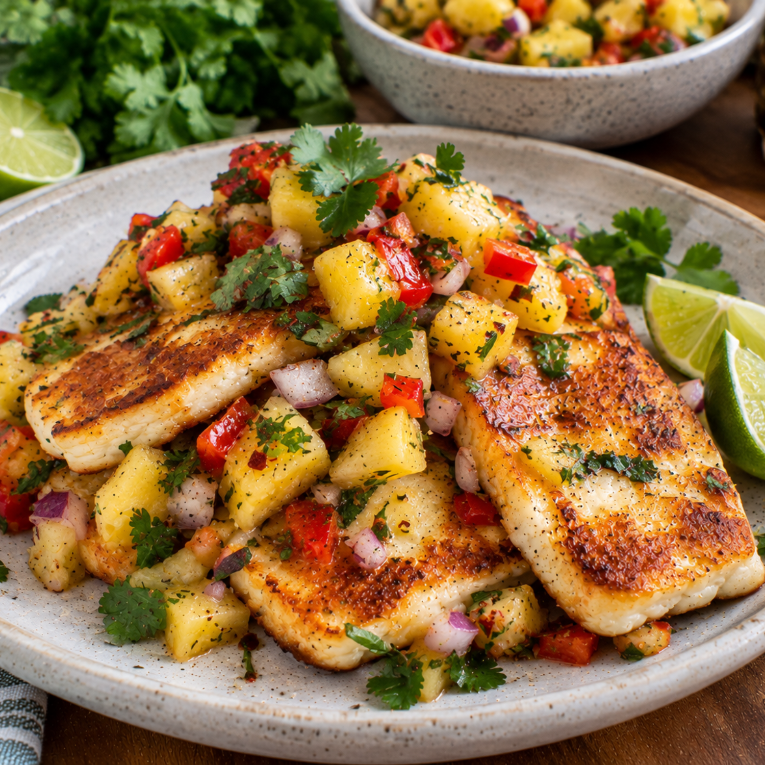 Honey-Lime Halloumi with Pineapple Salsa